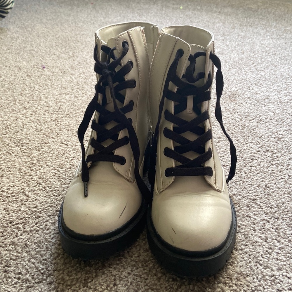 White platform boots